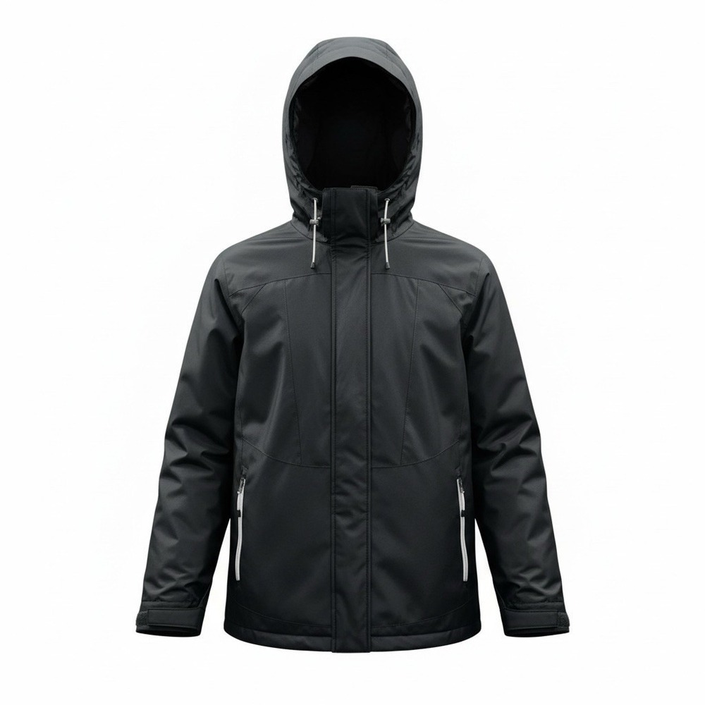 St. John's Bay Men's 1X Black‎ Insulated Winter Jacket Detachable Hood Gorpcore